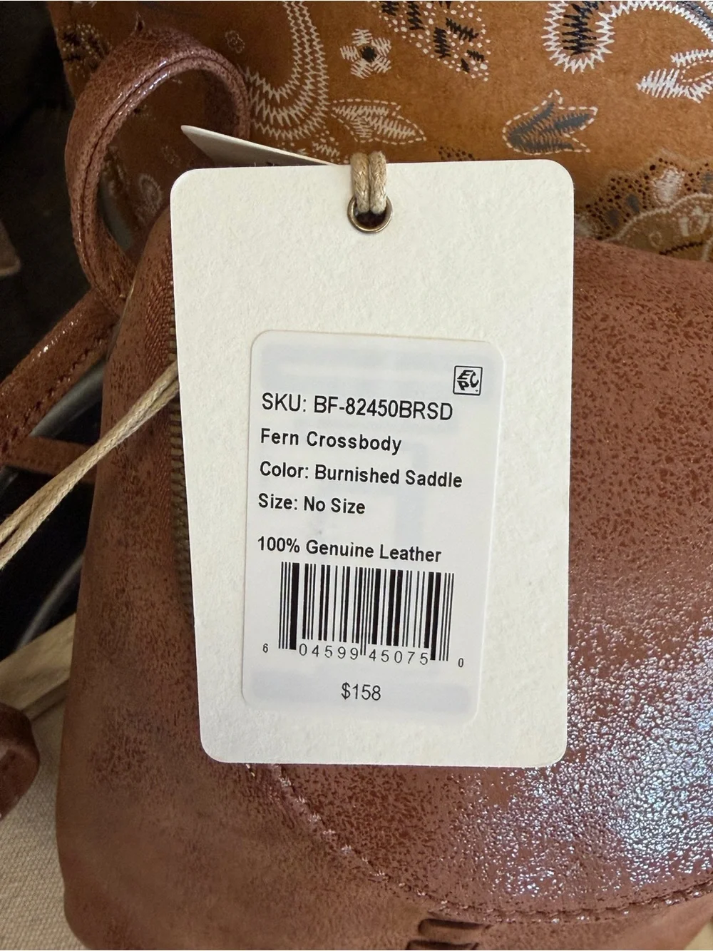 Fern Leather Crossbody Burnished Saddle